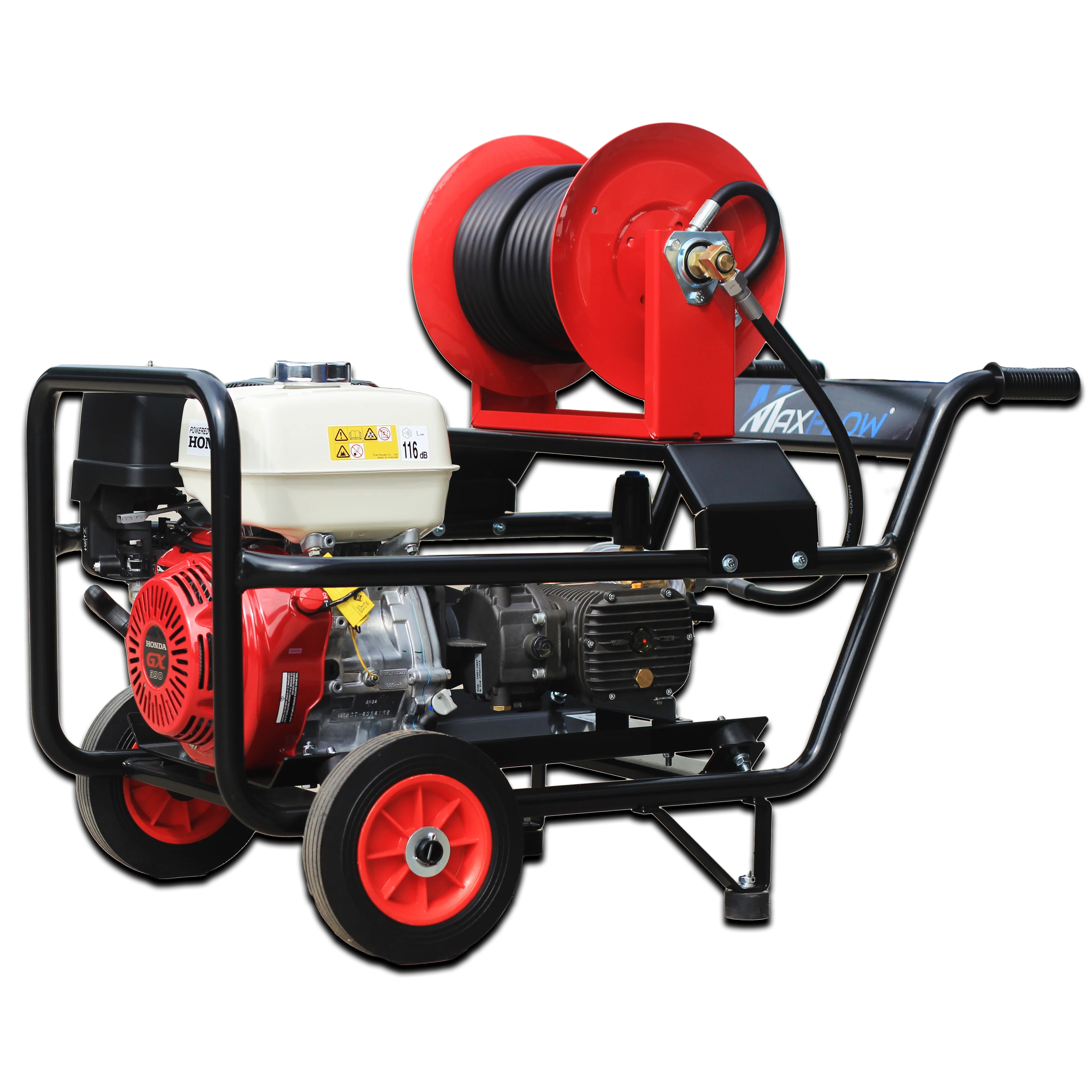 MAXFLOW HONDA 3000PSI 21LP POWERWASHER GX390 WITH COMET PUMP TROLLEY FRAME + 30M REEL