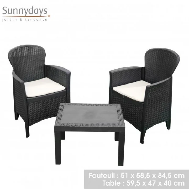 PLASTIK AKITA SET WITH CUSHION AND TABLE