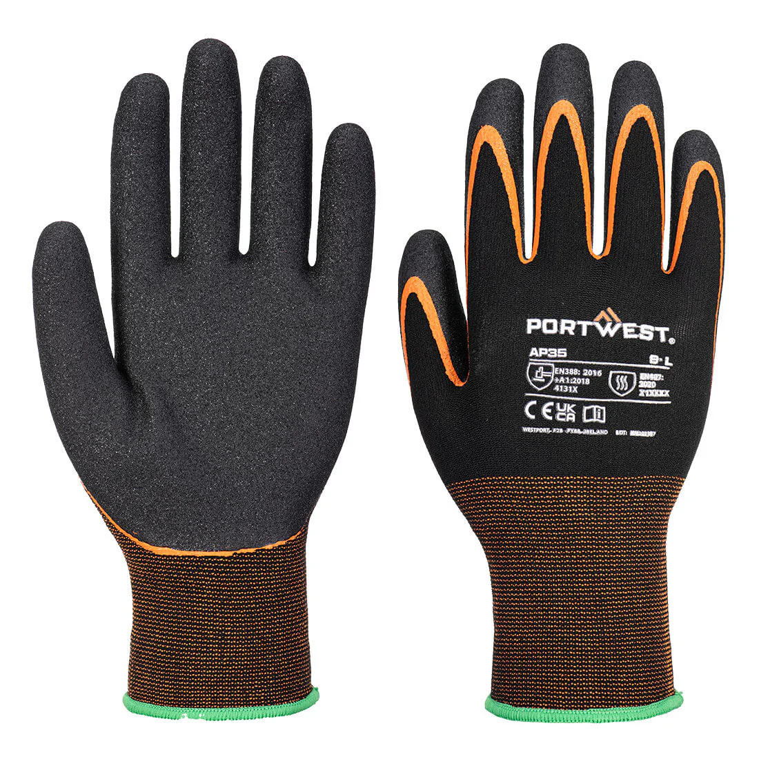 PORTWEST AP35 GRIP 35 NITRILE DOUBLE PALM GLOVE XL