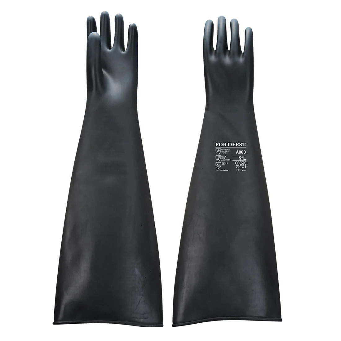 PORTWEST HEAVY LATEX GAUNTLET 60CM BLACK LARGE