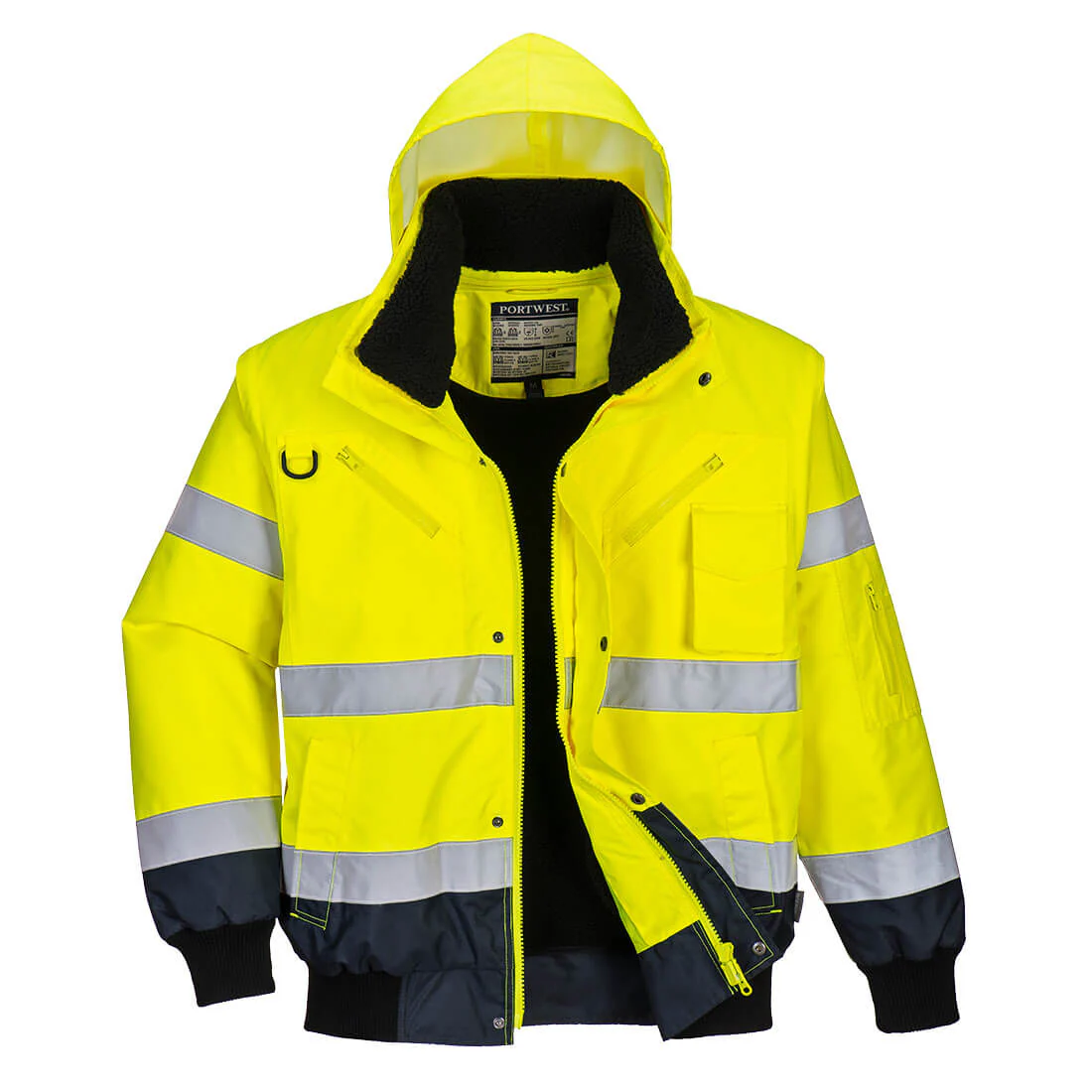 PORTWEST HI VIS CONTRAST BOMBER 3 IN 1 YELLOW / NAVY