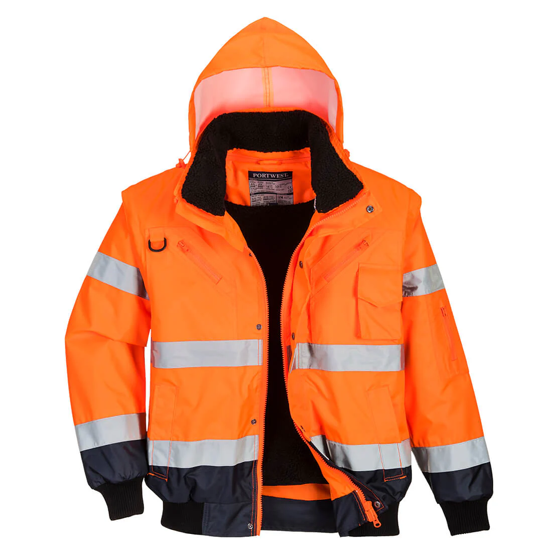 PORTWEST HI VIS CONTRAST BOMBER 3 IN 3 ORANGE / NAVY