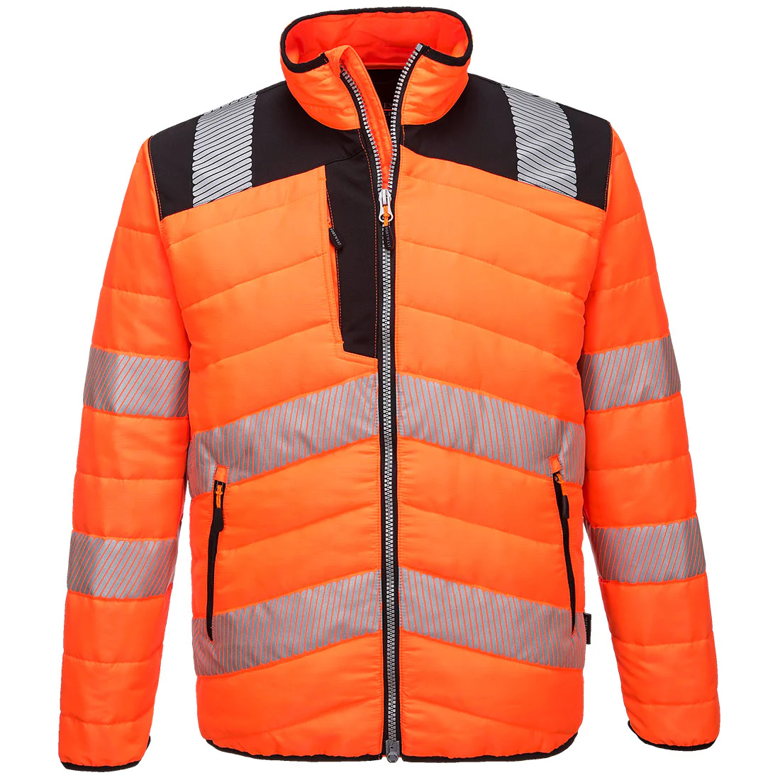 PORTWEST PW3 HI VIS BAFFLE JACKET - ORANGE / BLACK