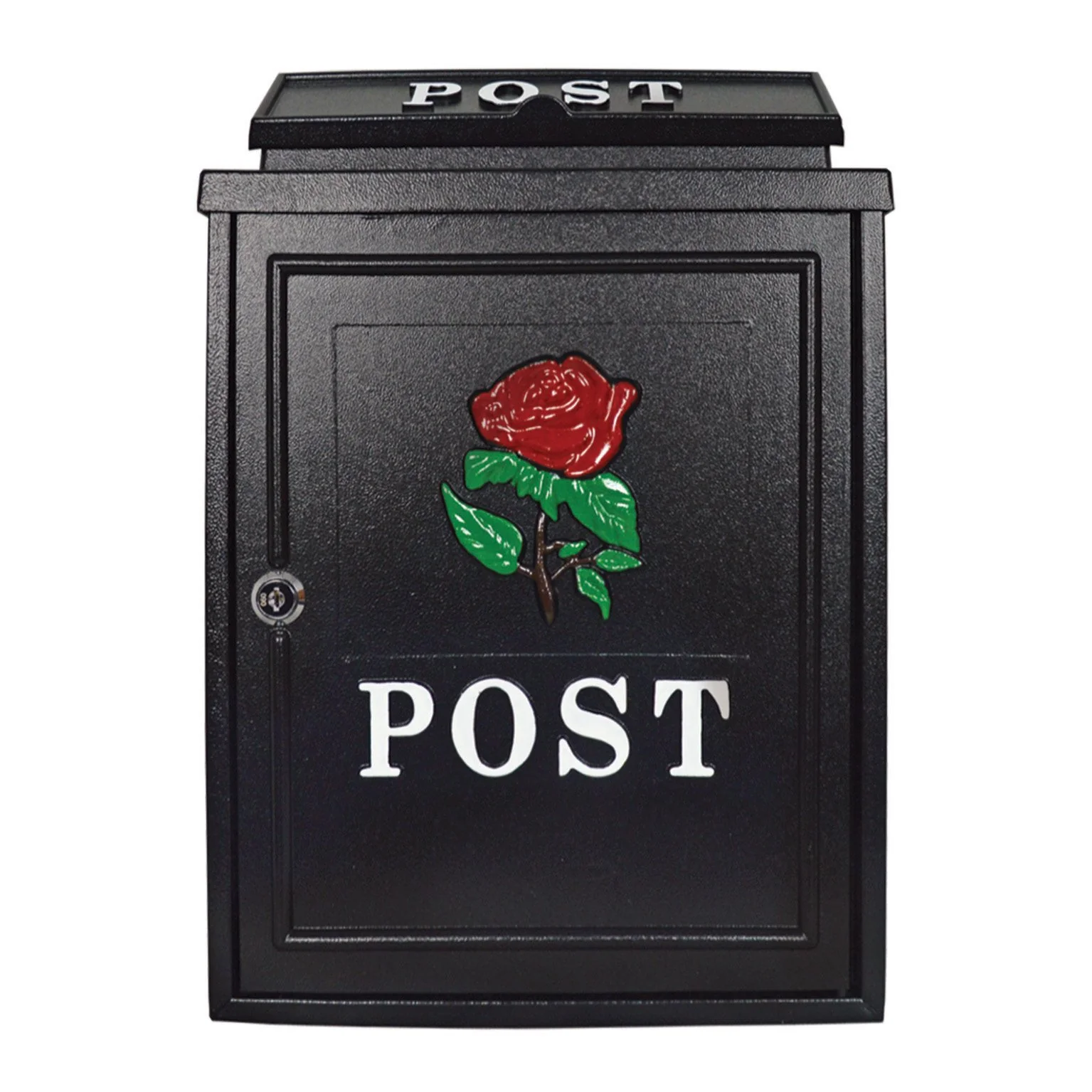 POSTPLUS RED ROSE DIECAST POST BOX BLACK - Image 2
