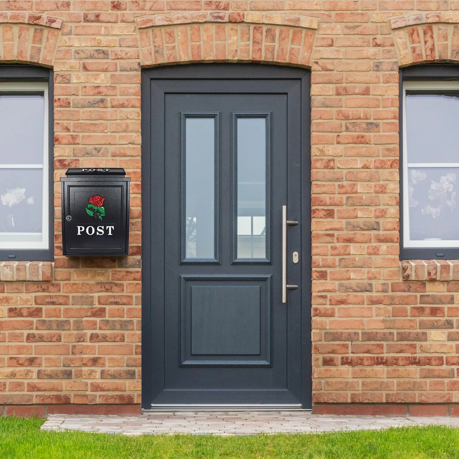 POSTPLUS RED ROSE DIECAST POST BOX BLACK - Image 3
