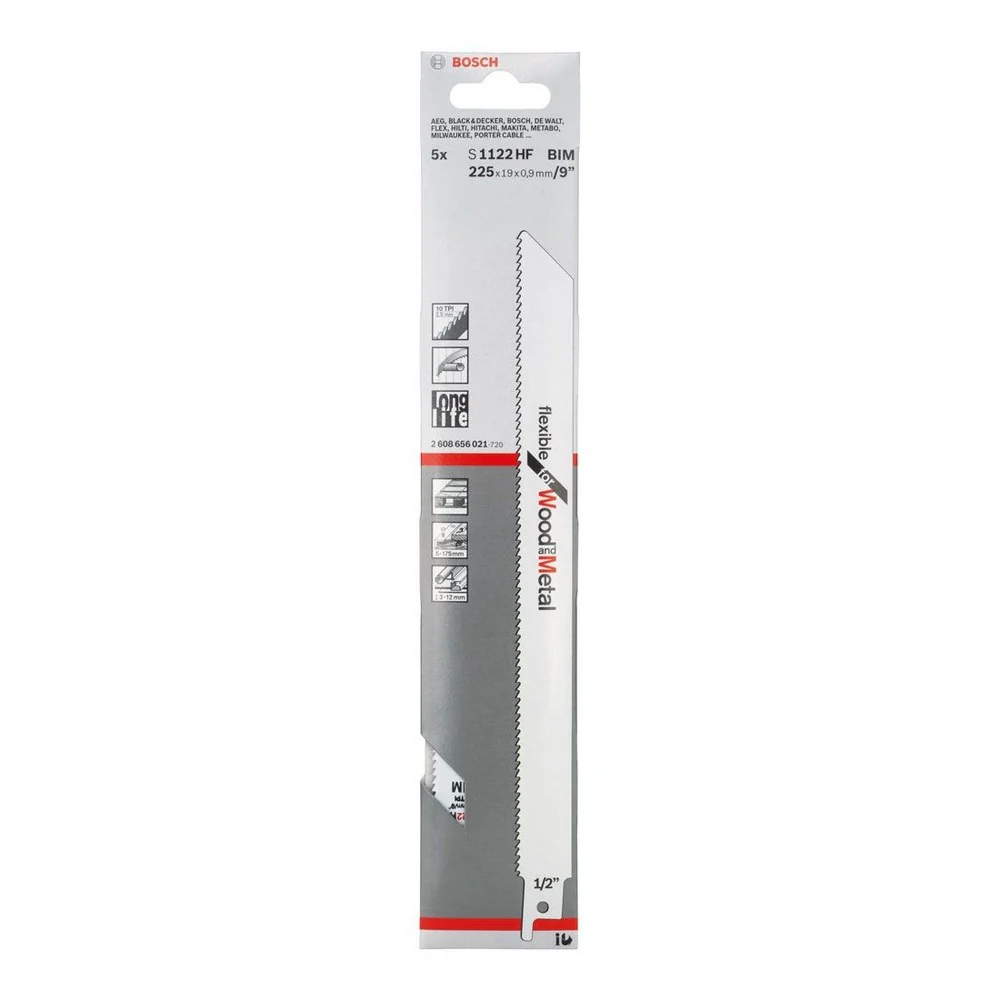 S1122 HF 5PK BOSCH RECIP BLADE FLEXI WOOD @ METAL
