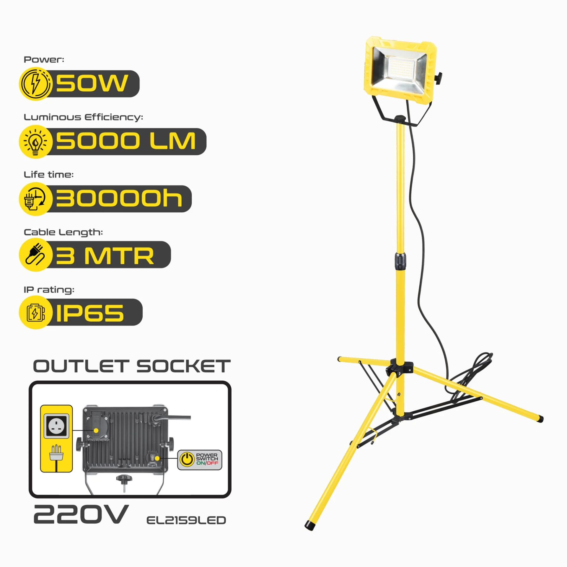 SAFELINE LED 20 WATT TELESCOPIC SINGLE 240 V LIGHT
