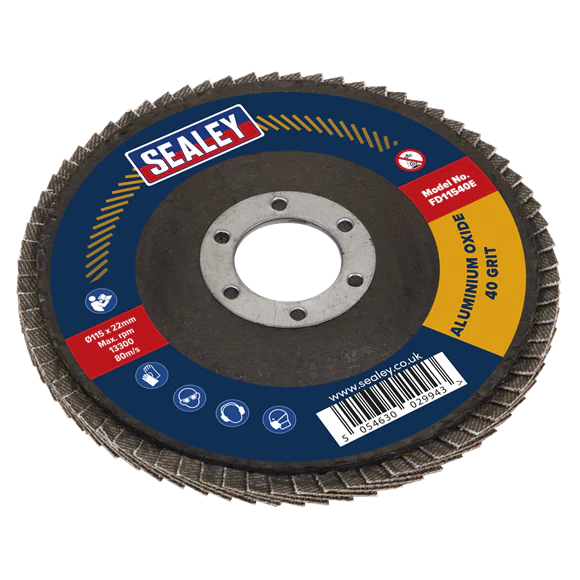 SEALEY - 115MM 40  ALUMINIUM OXIDE FLAP DISCS