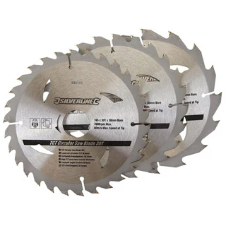 SILVERLINE 165MM TCT CIRCULAR SAW BLADES 16 24 30T 3PK