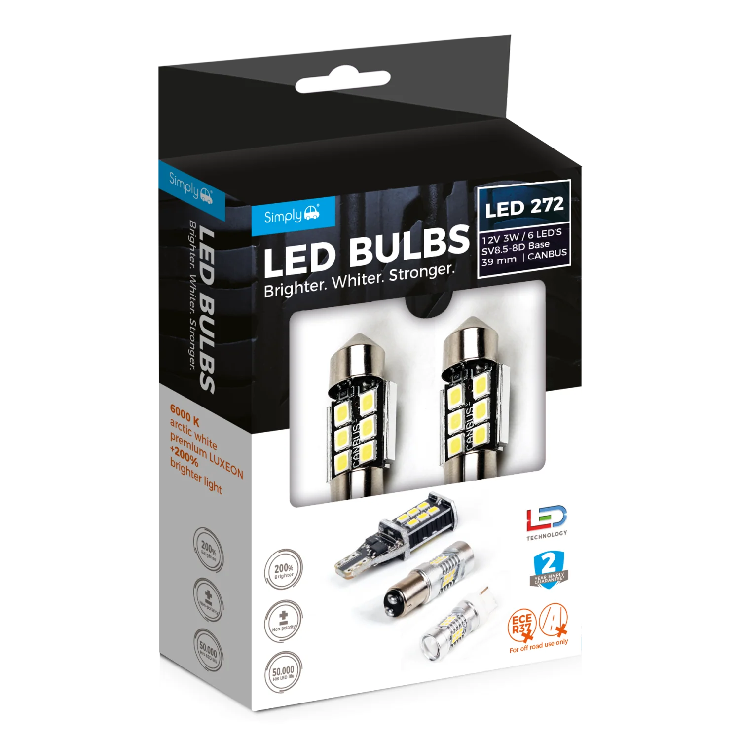 SIMPLY 272 6 LED WHITE CANBUS NUMBER PLATE LIGHT BULB