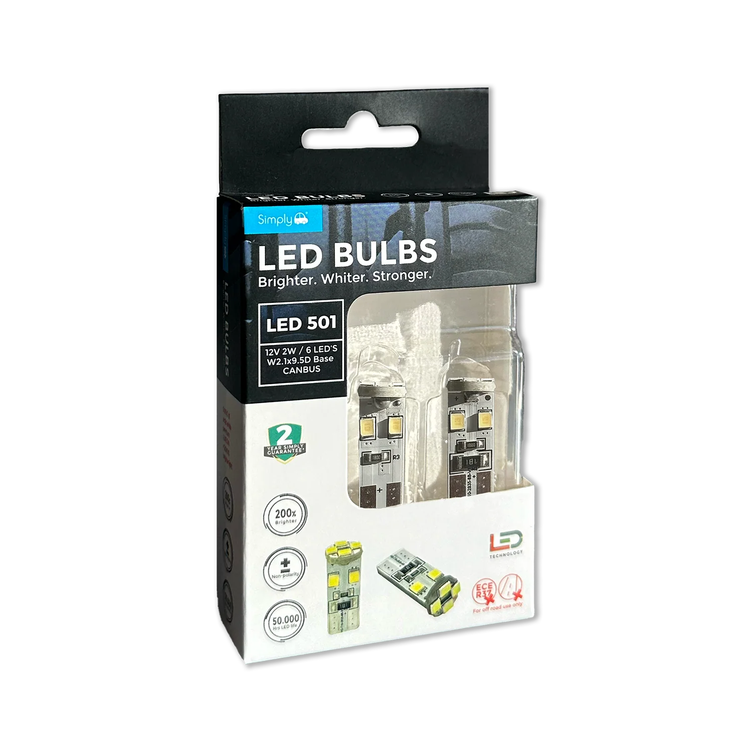 SIMPLY AUTO 501 6LED SIDE WHITE CANBUS 2PK