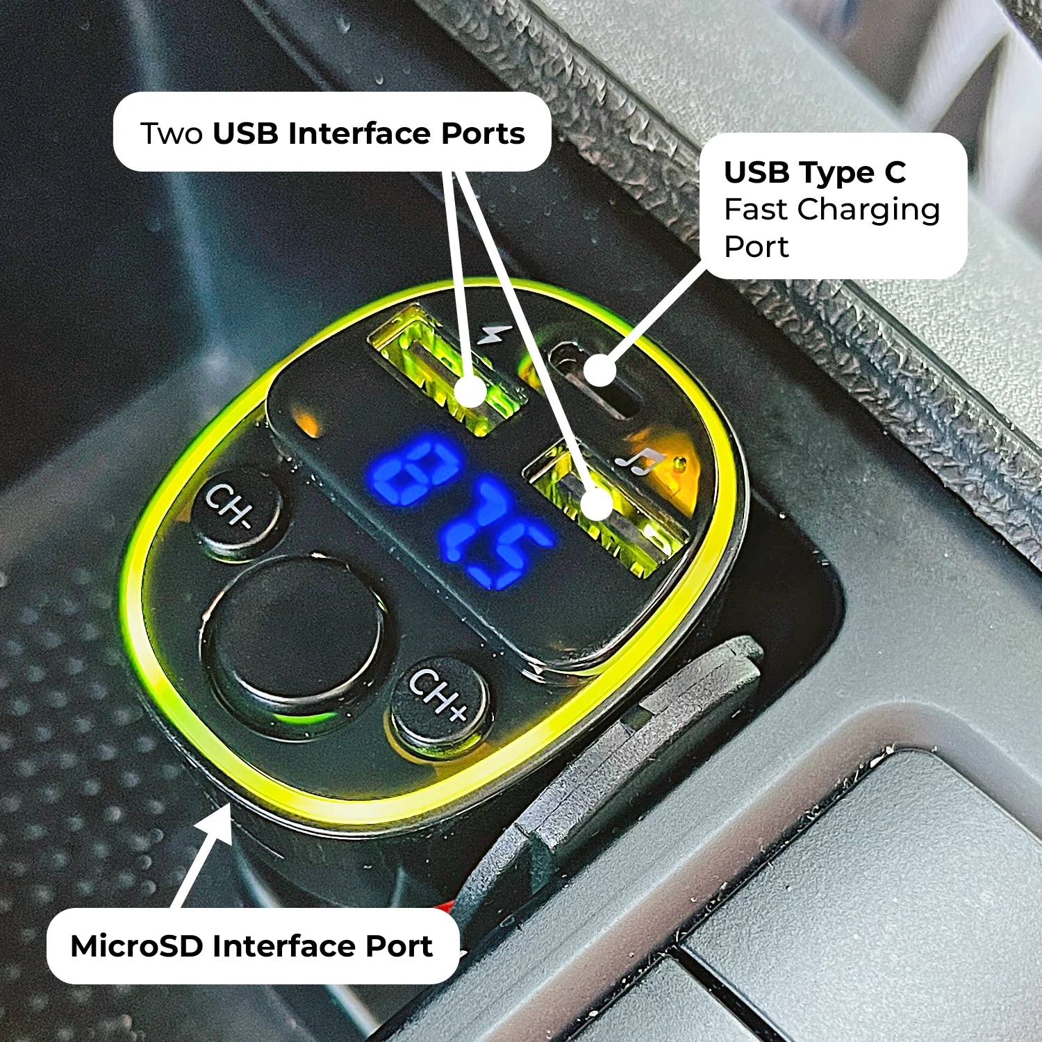 SIMPLY AUTO CAR FM TRANSMITTER BLUETOOTH CHARGER - Image 3