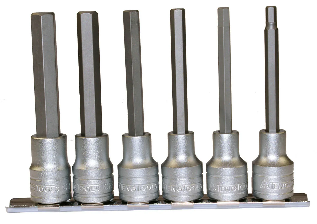 TENG TOOL Socket Set 1/2in dr Long Hex Bit 6pc
