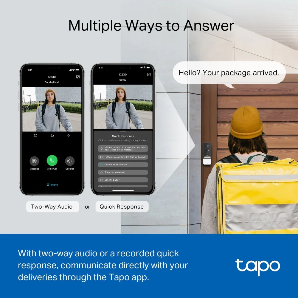TP LINK 5MP BATTERY SMART AI VIDEO DOORBELL IP64 FULL COLOUR - Image 2