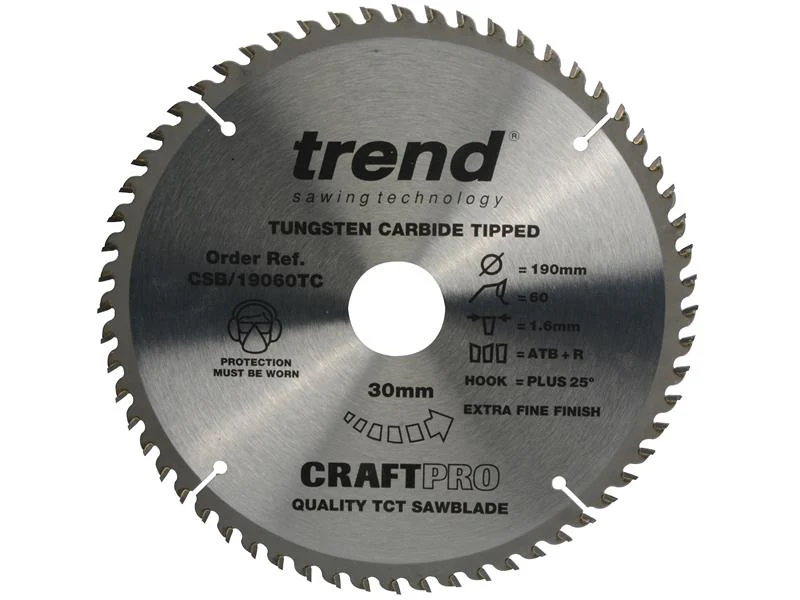Trend CSB/19060TC CraftPro Cordless Saw Blade 190 x 30mm x 60T