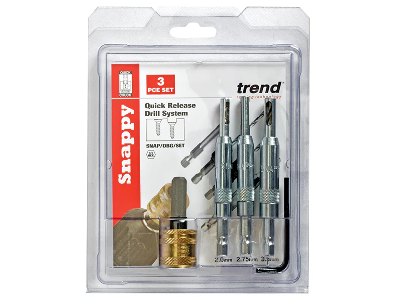 Trend SNAP/DBG/SET Drill Bit Guide Set with Quick Chuck - 5/64in 7/64in & 9/64in - Image 2