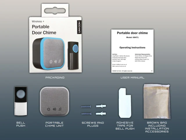 UNI-COM PORTABLE DOOR CHIME BLACK - Image 3
