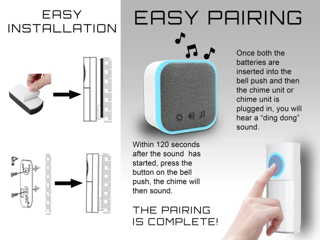 UNI-COM PORTABLE & PLUG-IN DOOR CHIME SET WHITE - Image 4