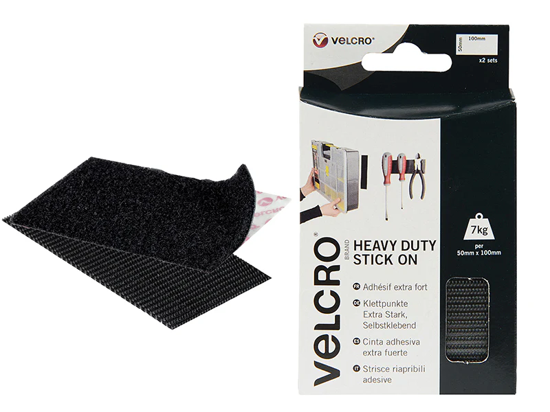 VELCRO® Brand VELCRO® Brand Heavy-Duty Stick On Strips (2) 50 x 100mm Black - Image 2