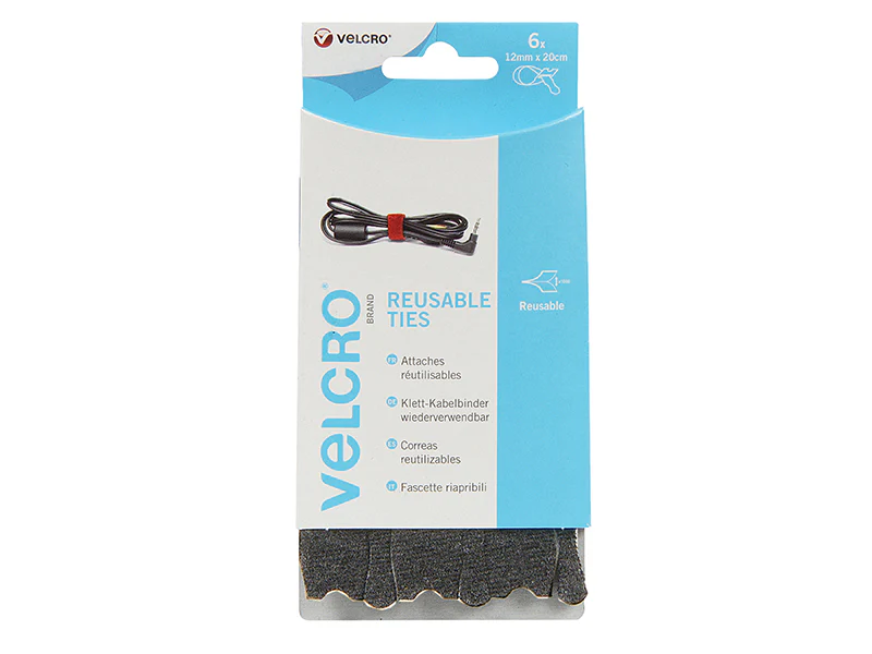 VELCRO® Brand VELCRO® Brand ONE-WRAP® Reusable Ties (6) 12mm x 20cm Black - Image 2